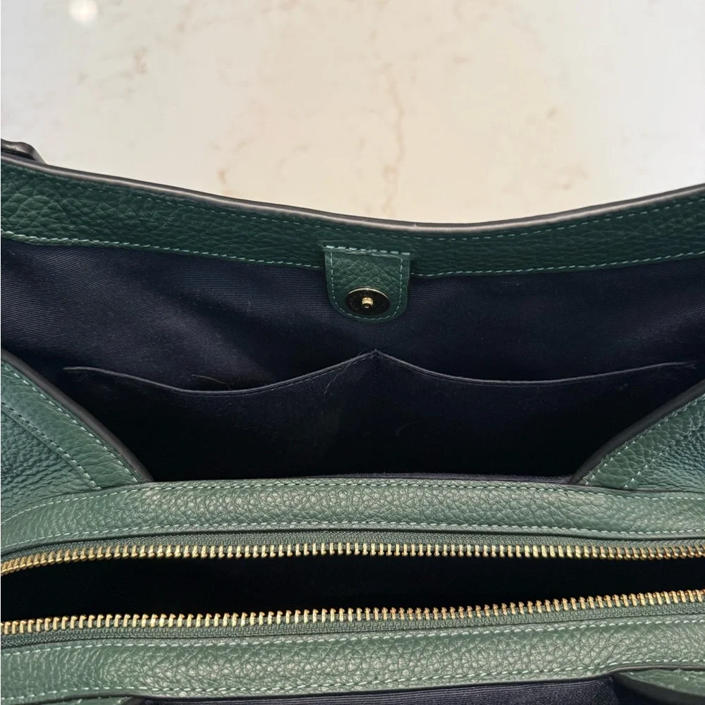 Coach Pebbled Leather Shoulder Bag in Deep Green with Gold Hardware - Picture 11 of 12